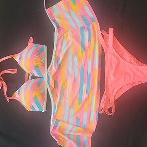 Colorful Striped Tankini Set